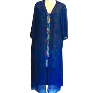 Elegant Navy Blue Sheer Kimono